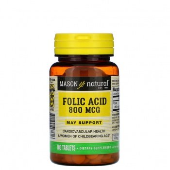 Mason Natural Folic Acid 800mcg 100tk 